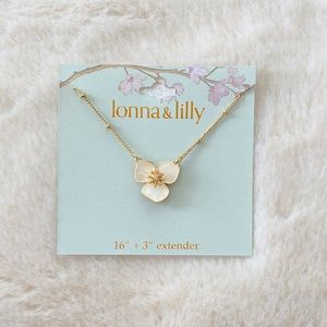 Lonna and Lilly Gold-Tone Crystal & Mother-of-Pearl Flower Necklace for Women